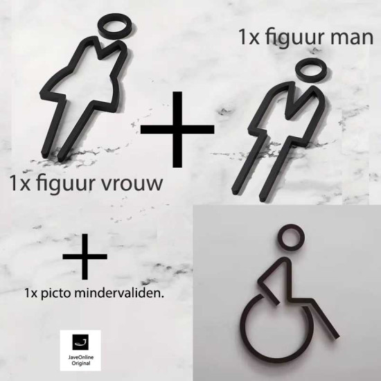 Combinatiepakket Kleedkamer pictogrammen - Toilet pictogrammen - Man + Vrouw + Rolstoel 3D - hoogwaardig Acryl bord Combinatiepakket Kleedkamer pictogrammen - Toilet pictogrammen - Man + Vrouw + Rolstoel 3D - hoogwaardig Acryl bord