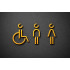 Combinatiepakket Kleedkamer of Toilet pictogrammen - Man + Vrouw + Rolstoel 3D - Divergent- Goud - hoogwaardig Acryl bord