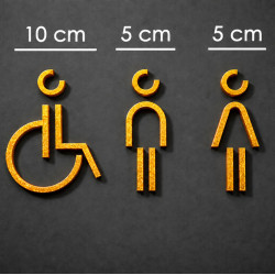 Combinatiepakket Kleedkamer of Toilet pictogrammen - Man + Vrouw + Rolstoel 3D - Divergent- Goud - hoogwaardig Acryl bord