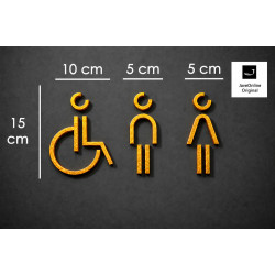 Combinatiepakket Kleedkamer of Toilet pictogrammen - Man + Vrouw + Rolstoel 3D - Divergent- Goud - hoogwaardig Acryl bord Combinatiepakket Kleedkamer of Toilet pictogrammen - Man + Vrouw + Rolstoel 3D - Divergent- Goud - hoogwaardig Acryl bord