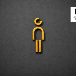 Kleedkamer of Toilet pictogrammen - Man 3D - Divergent - Goud - hoogwaardig Acryl bord