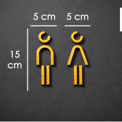 Kleedkamer of Toilet pictogrammen - Man + Vrouw 3D - Divergent - Goud - hoogwaardig Acryl bord