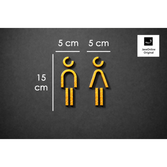 Kleedkamer of Toilet pictogrammen - Man + Vrouw 3D - Divergent - Goud - hoogwaardig Acryl bord Kleedkamer of Toilet pictogrammen - Man + Vrouw 3D - Divergent - Goud - hoogwaardig Acryl bord