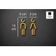Kleedkamer of Toilet pictogrammen - Man + Vrouw 3D - Divergent - Goud - hoogwaardig Acryl bord Kleedkamer of Toilet pictogrammen - Man + Vrouw 3D - Divergent - Goud - hoogwaardig Acryl bord