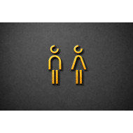Kleedkamer of Toilet pictogrammen - Man + Vrouw 3D - Divergent - Goud - hoogwaardig Acryl bord