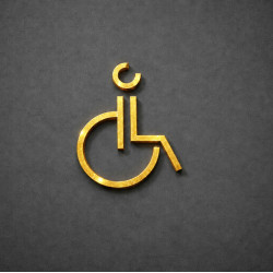 Kleedkamer of Toilet pictogrammen - Rolstoel 3D - Divergent - Goud - hoogwaardig Acryl bord