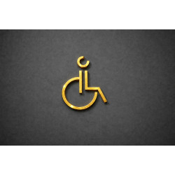 Kleedkamer of Toilet pictogrammen - Rolstoel 3D - Divergent - Goud - hoogwaardig Acryl bord