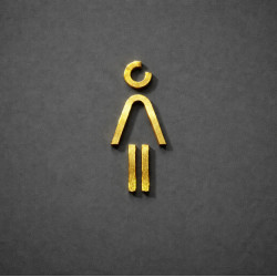 Kleedkamer of Toilet pictogrammen - Vrouw 3D - Divergent - Goud - hoogwaardig Acryl bord