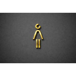 Kleedkamer of Toilet pictogrammen - Vrouw 3D - Divergent - Goud - hoogwaardig Acryl bord