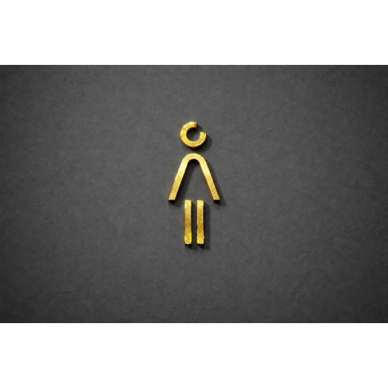 Kleedkamer of Toilet pictogrammen - Vrouw 3D - Divergent - Goud - hoogwaardig Acryl bord