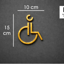 Kleedkamer of Toilet pictogrammen - Rolstoel 3D - Divergent - Goud - hoogwaardig Acryl bord