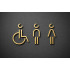 Combinatiepakket Kleedkamer of Toilet pictogrammen - Man + Vrouw + Rolstoel 3D - Divergent- Goud - hoogwaardig Acryl bord