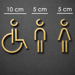 Combinatiepakket Kleedkamer of Toilet pictogrammen - Man + Vrouw + Rolstoel 3D - Divergent- Goud - hoogwaardig Acryl bord