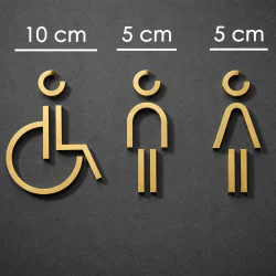 Combinatiepakket Kleedkamer of Toilet pictogrammen - Man + Vrouw + Rolstoel 3D - Divergent- Goud - hoogwaardig Acryl bord