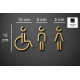 Combinatiepakket Kleedkamer of Toilet pictogrammen - Man + Vrouw + Rolstoel 3D - Divergent- Goud - hoogwaardig Acryl bord Combinatiepakket Kleedkamer of Toilet pictogrammen - Man + Vrouw + Rolstoel 3D - Divergent- Goud - hoogwaardig Acryl bord