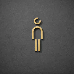 Kleedkamer of Toilet pictogrammen - Man 3D - Divergent - Goud - hoogwaardig Acryl bord
