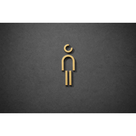 Kleedkamer of Toilet pictogrammen - Man 3D - Divergent - Goud - hoogwaardig Acryl bord Kleedkamer of Toilet pictogrammen - Man 3D - Divergent - Goud - hoogwaardig Acryl bord