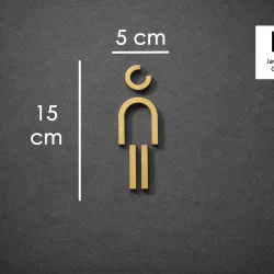Kleedkamer of Toilet pictogrammen - Man 3D - Divergent - Goud - hoogwaardig Acryl bord