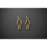 Kleedkamer of Toilet pictogrammen - Man + Vrouw 3D - Divergent - Goud - hoogwaardig Acryl bord Kleedkamer of Toilet pictogrammen - Man + Vrouw 3D - Divergent - Goud - hoogwaardig Acryl bord