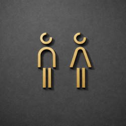 Kleedkamer of Toilet pictogrammen - Man + Vrouw 3D - Divergent - Goud - hoogwaardig Acryl bord