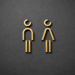 Kleedkamer of Toilet pictogrammen - Man + Vrouw 3D - Divergent - Goud - hoogwaardig Acryl bord