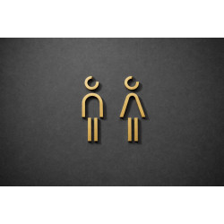 Kleedkamer of Toilet pictogrammen - Man + Vrouw 3D - Divergent - Goud - hoogwaardig Acryl bord