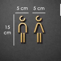 Kleedkamer of Toilet pictogrammen - Man + Vrouw 3D - Divergent - Goud - hoogwaardig Acryl bord