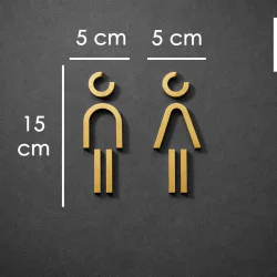 Kleedkamer of Toilet pictogrammen - Man + Vrouw 3D - Divergent - Goud - hoogwaardig Acryl bord