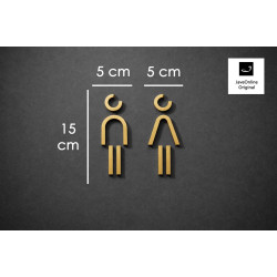 Kleedkamer of Toilet pictogrammen - Man + Vrouw 3D - Divergent - Goud - hoogwaardig Acryl bord Kleedkamer of Toilet pictogrammen - Man + Vrouw 3D - Divergent - Goud - hoogwaardig Acryl bord
