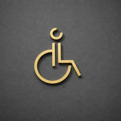 Kleedkamer of Toilet pictogrammen - Rolstoel 3D - Divergent - Goud - hoogwaardig Acryl bord