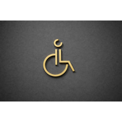 Kleedkamer of Toilet pictogrammen - Rolstoel 3D - Divergent - Goud - hoogwaardig Acryl bord