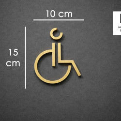 Kleedkamer of Toilet pictogrammen - Rolstoel 3D - Divergent - Goud - hoogwaardig Acryl bord