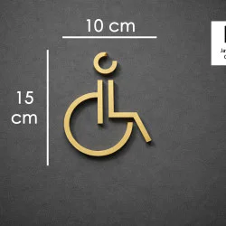 Kleedkamer of Toilet pictogrammen - Rolstoel 3D - Divergent - Goud - hoogwaardig Acryl bord