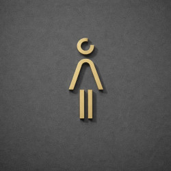 Kleedkamer of Toilet pictogrammen - Vrouw 3D - Divergent - Goud - hoogwaardig Acryl bord