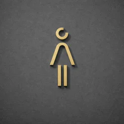 Kleedkamer of Toilet pictogrammen - Vrouw 3D - Divergent - Goud - hoogwaardig Acryl bord