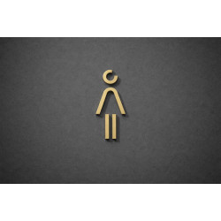 Kleedkamer of Toilet pictogrammen - Vrouw 3D - Divergent - Goud - hoogwaardig Acryl bord