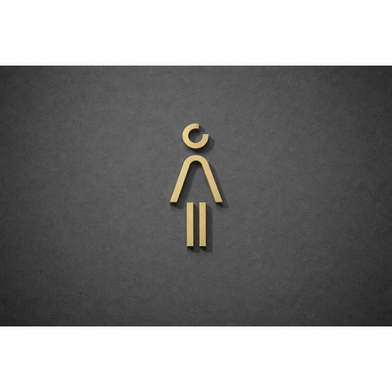 Kleedkamer of Toilet pictogrammen - Vrouw 3D - Divergent - Goud - hoogwaardig Acryl bord Kleedkamer of Toilet pictogrammen - Vrouw 3D - Divergent - Goud - hoogwaardig Acryl bord