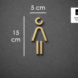 Kleedkamer of Toilet pictogrammen - Vrouw 3D - Divergent - Goud - hoogwaardig Acryl bord