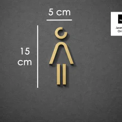 Kleedkamer of Toilet pictogrammen - Vrouw 3D - Divergent - Goud - hoogwaardig Acryl bord