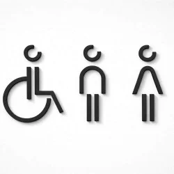 Combinatiepakket Kleedkamer of Toilet pictogrammen - Man + Vrouw + Rolstoel 3D - Divergent - hoogwaardig Acryl bord