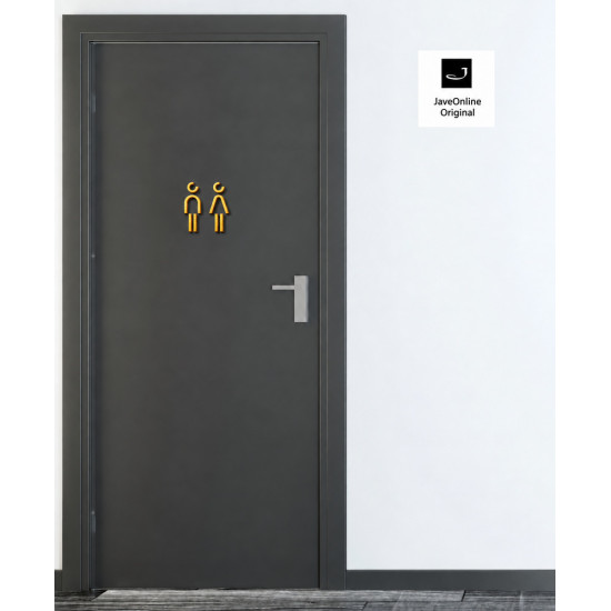 Combinatiepakket Kleedkamer of Toilet pictogrammen - Man + Vrouw + Rolstoel 3D - Divergent- Goud - hoogwaardig Acryl bord
