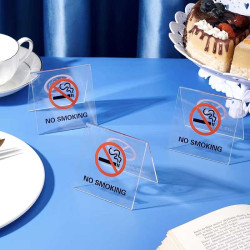 Niet roken tafelstandaard - opschrift No Smoking en Verbodsteken - Set van 3 Niet roken tafelstandaard - opschrift No Smoking en Verbodsteken - Set van 3