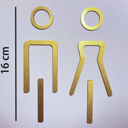 Kleedkamer pictogrammen - Toilet pictogrammen - Man + Vrouw 3D - Elegant GOUD - hoogwaardig Acryl bord