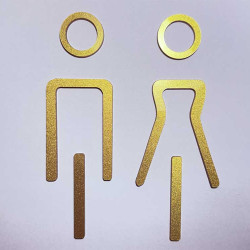 Kleedkamer pictogrammen - Toilet pictogrammen - Man + Vrouw 3D - Elegant GOUD - hoogwaardig Acryl bord