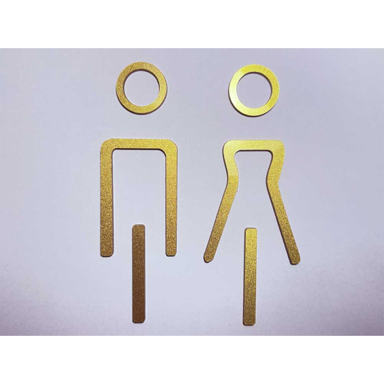 Kleedkamer pictogrammen - Toilet pictogrammen - Man + Vrouw 3D - Elegant GOUD - hoogwaardig Acryl bord Kleedkamer pictogrammen - Toilet pictogrammen - Man + Vrouw 3D - Elegant GOUD - hoogwaardig Acryl bord