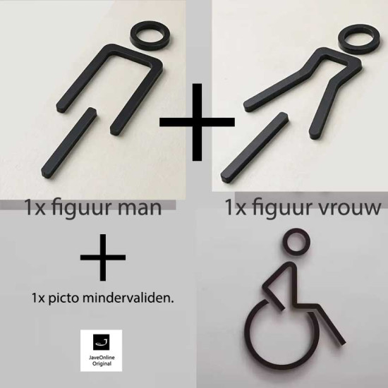 Combinatiepakket Kleedkamer pictogrammen - Toilet pictogrammen - Man + Vrouw + Rolstoel 3D - Elegant - hoogwaardig Acryl bord Combinatiepakket Kleedkamer pictogrammen - Toilet pictogrammen - Man + Vrouw + Rolstoel 3D - Elegant - hoogwaardig Acryl bord