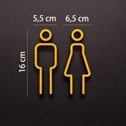 Kleedkamer pictogrammen - Toilet pictogrammen - Man + Vrouw 3D - Strak GOUD - hoogwaardig Acryl bord