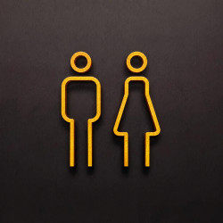 Kleedkamer pictogrammen - Toilet pictogrammen - Man + Vrouw 3D - Strak GOUD - hoogwaardig Acryl bord