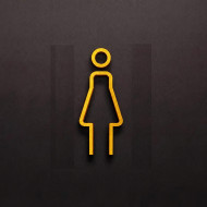 Kleedkamer of toilet deurbord / pictogram - VROUW 3D - Strak Goud - hoogwaardig Acryl bord