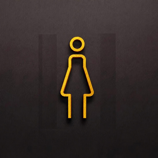Kleedkamer of toilet deurbord / pictogram - VROUW 3D - Strak Goud - hoogwaardig Acryl bord